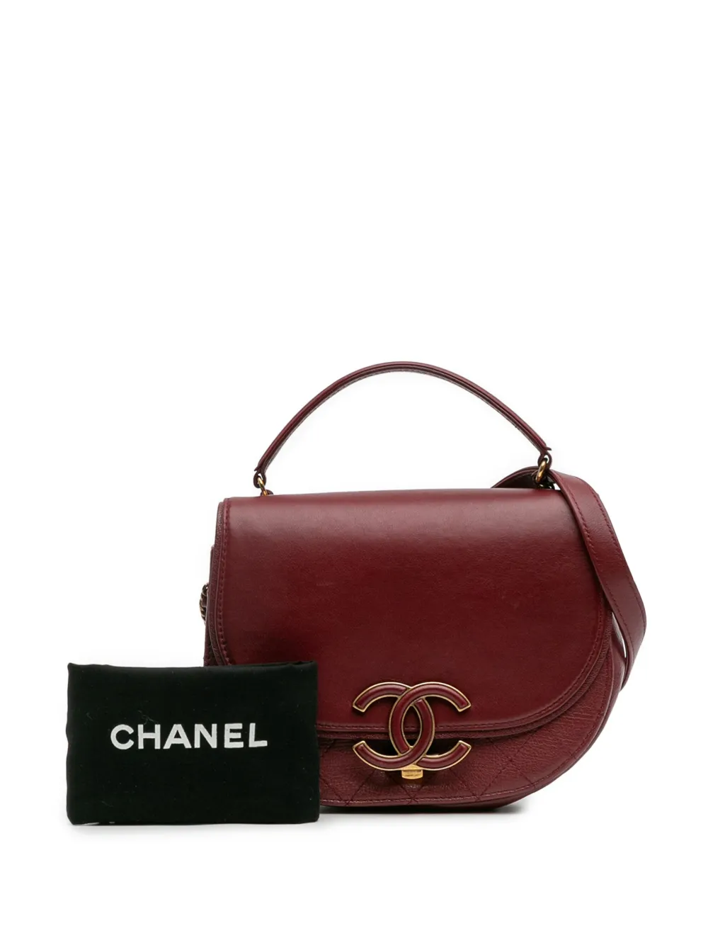 Pre-owned Chanel 2017-2018 Small Calfskin Coco Curve Flap Satchel In Red