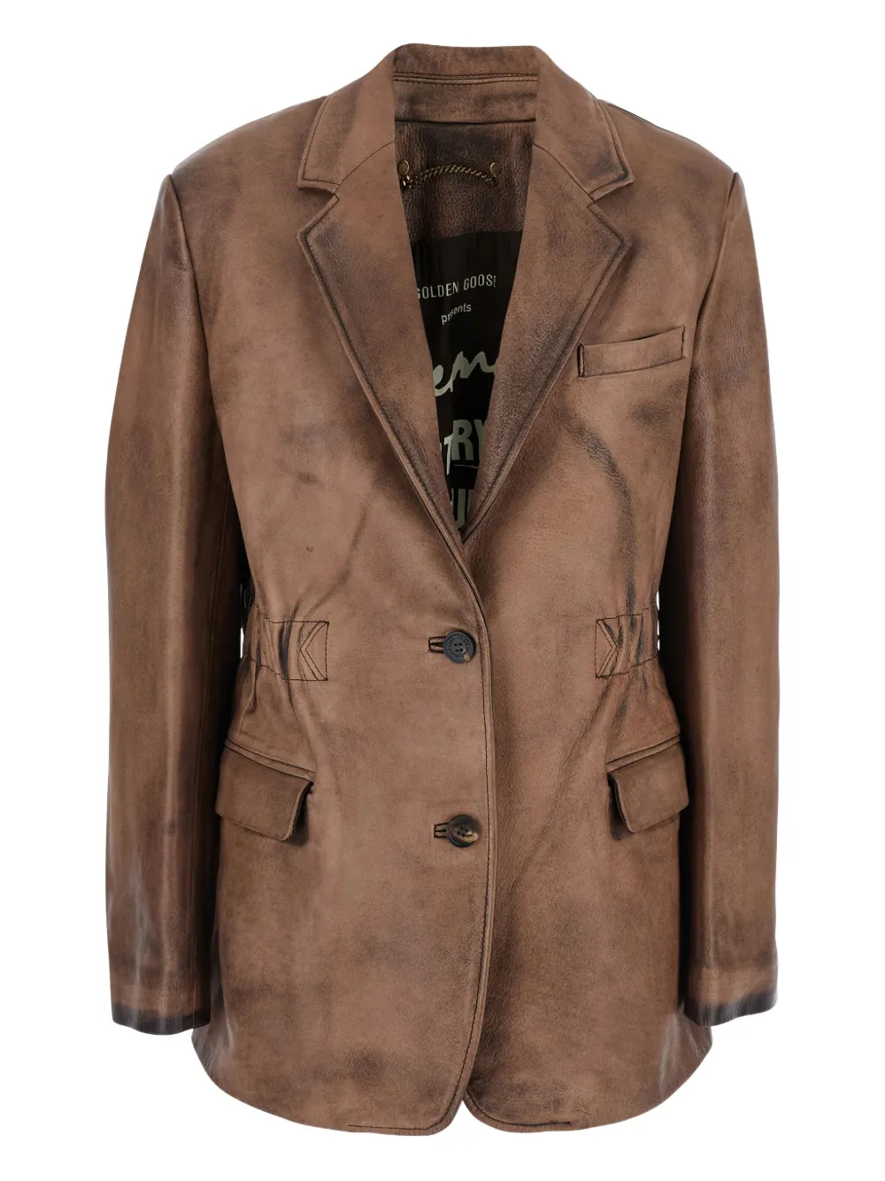 Golden Goose single-breasted leather jacket | Brown | Image 1