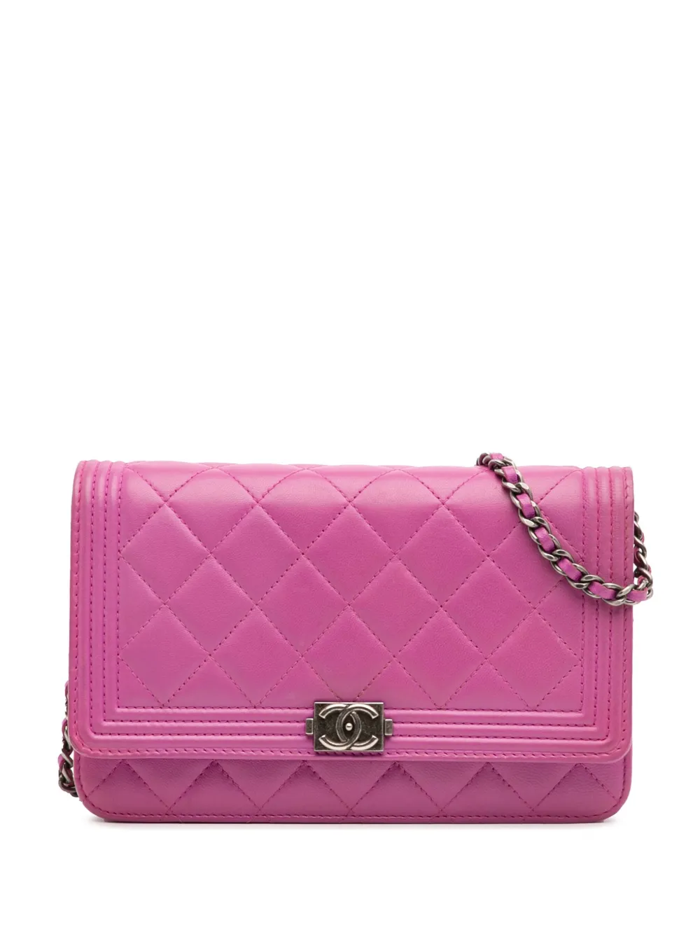 CHANEL Pre-Owned 2014-2015 Lambskin Boy Wallet on Chain crossbody bag | Purple | Image 1