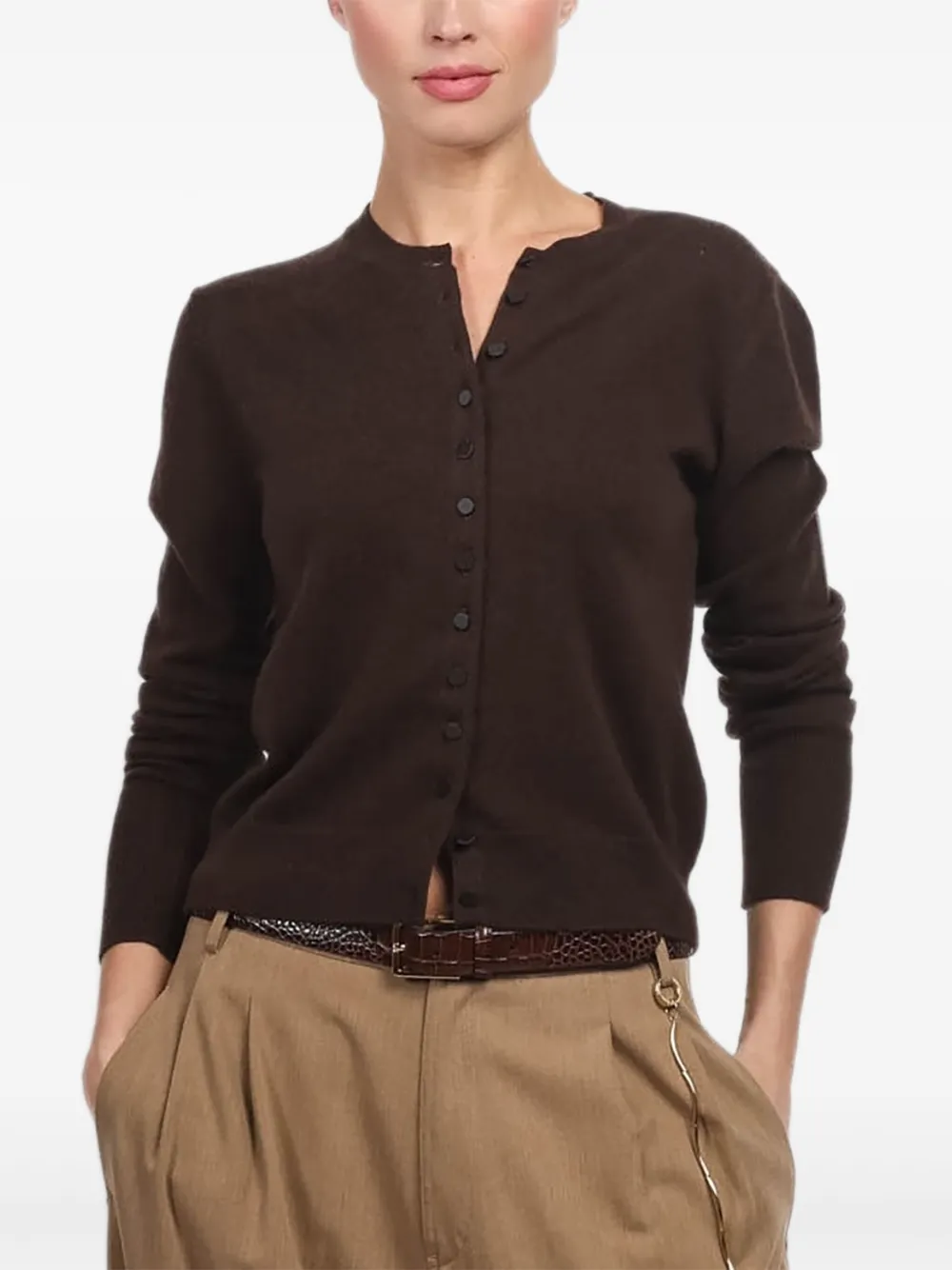 Allude round-neck cardigan | Brown | Image 1