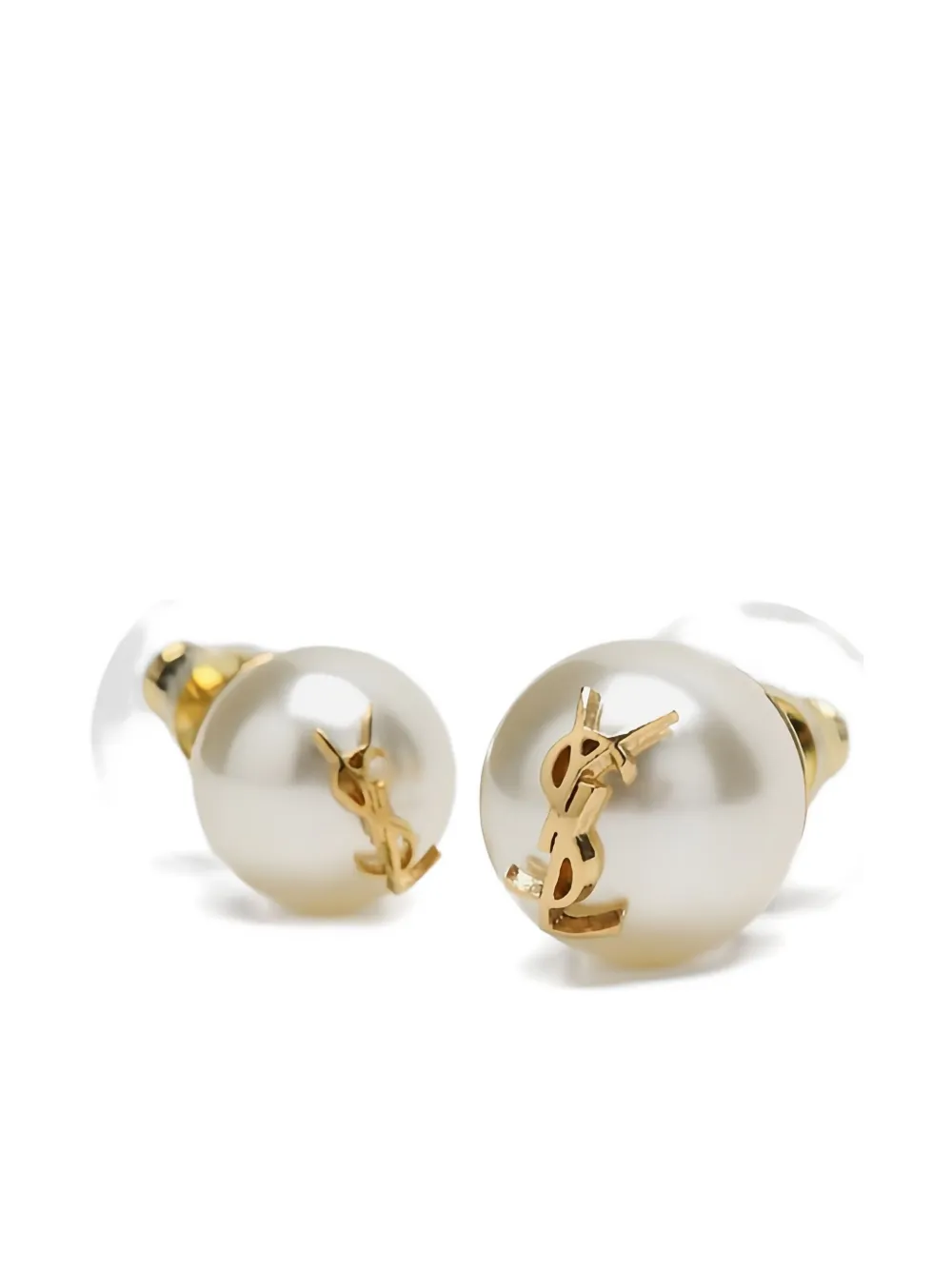 Saint Laurent Cassandre pearl earrings - Beige