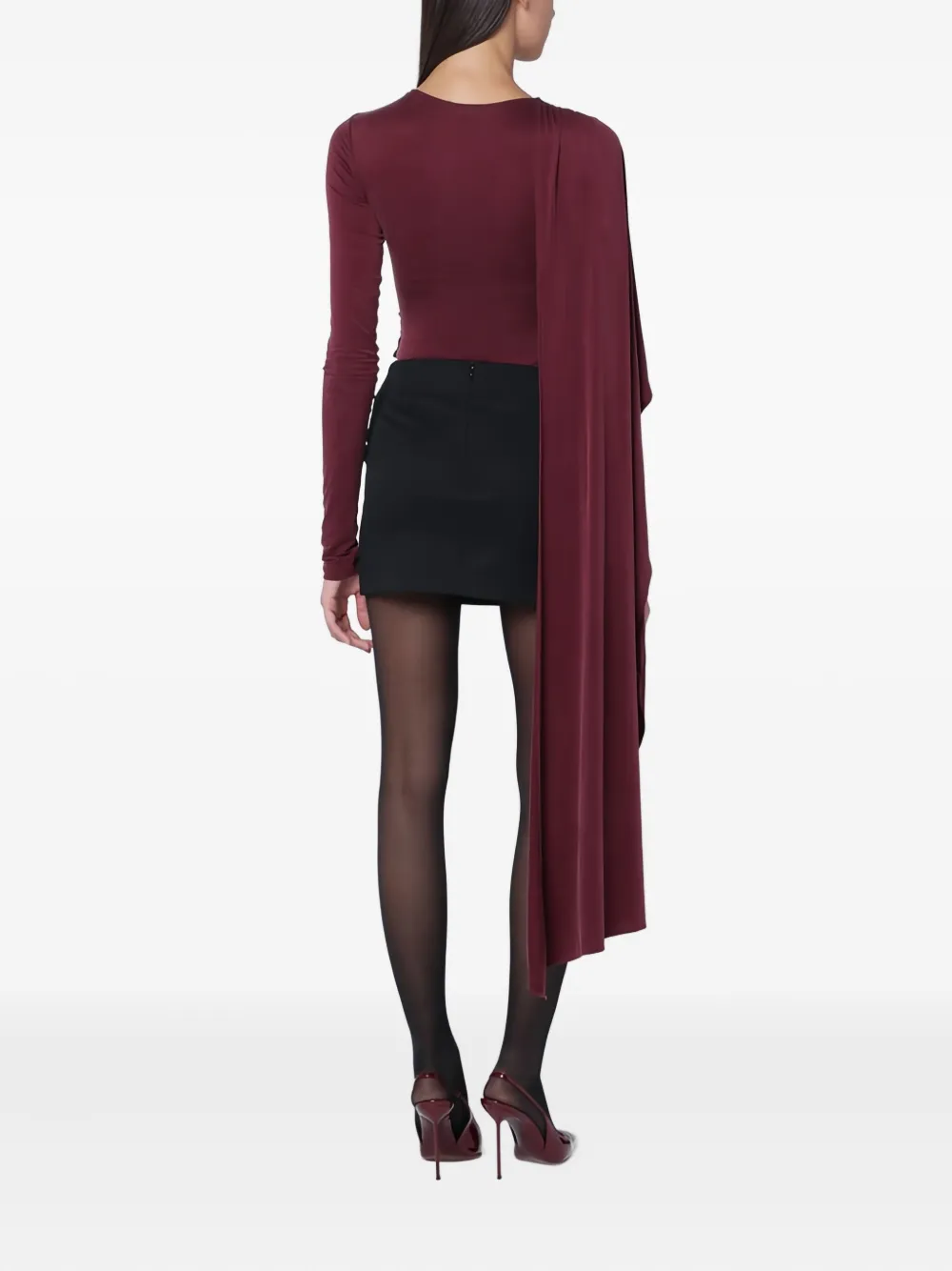The Andamane Xenia Cape-effect Bodysuit In Red