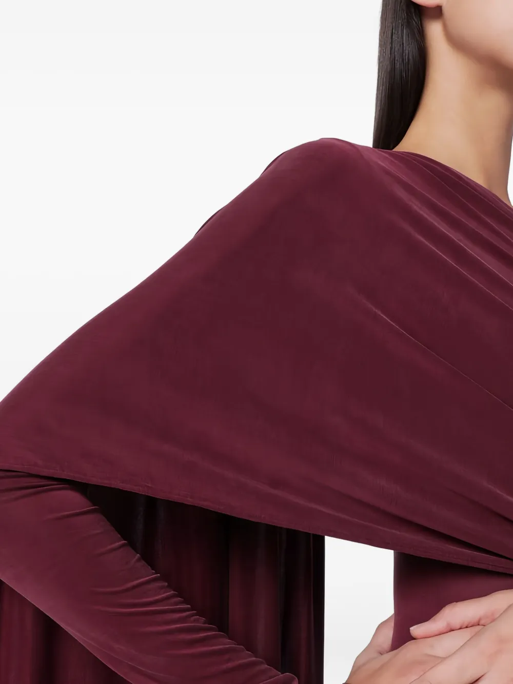 The Andamane Xenia Cape-effect Bodysuit In Red
