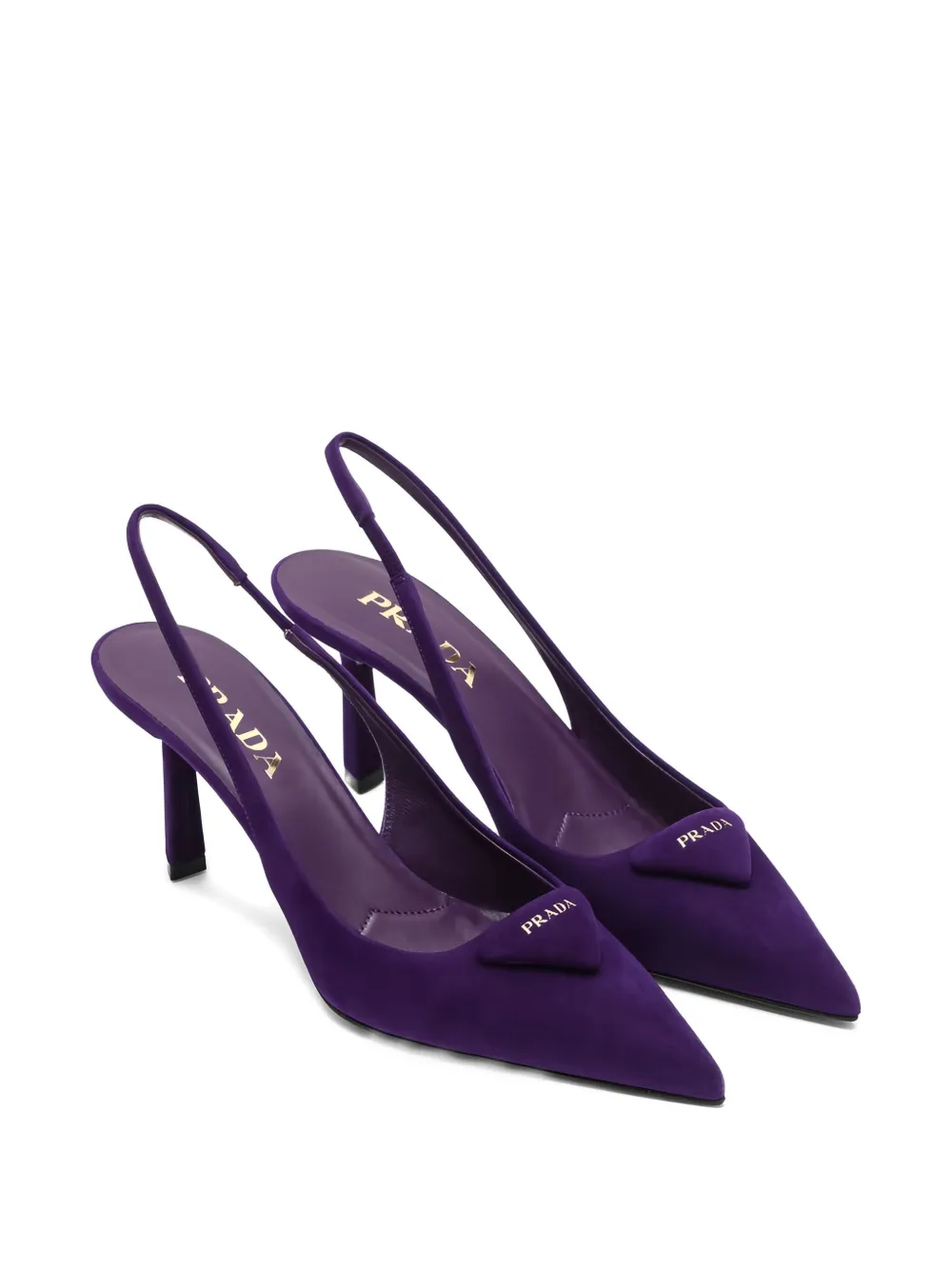 Prada 70 mm slingback pumps met triangel-logo Paars