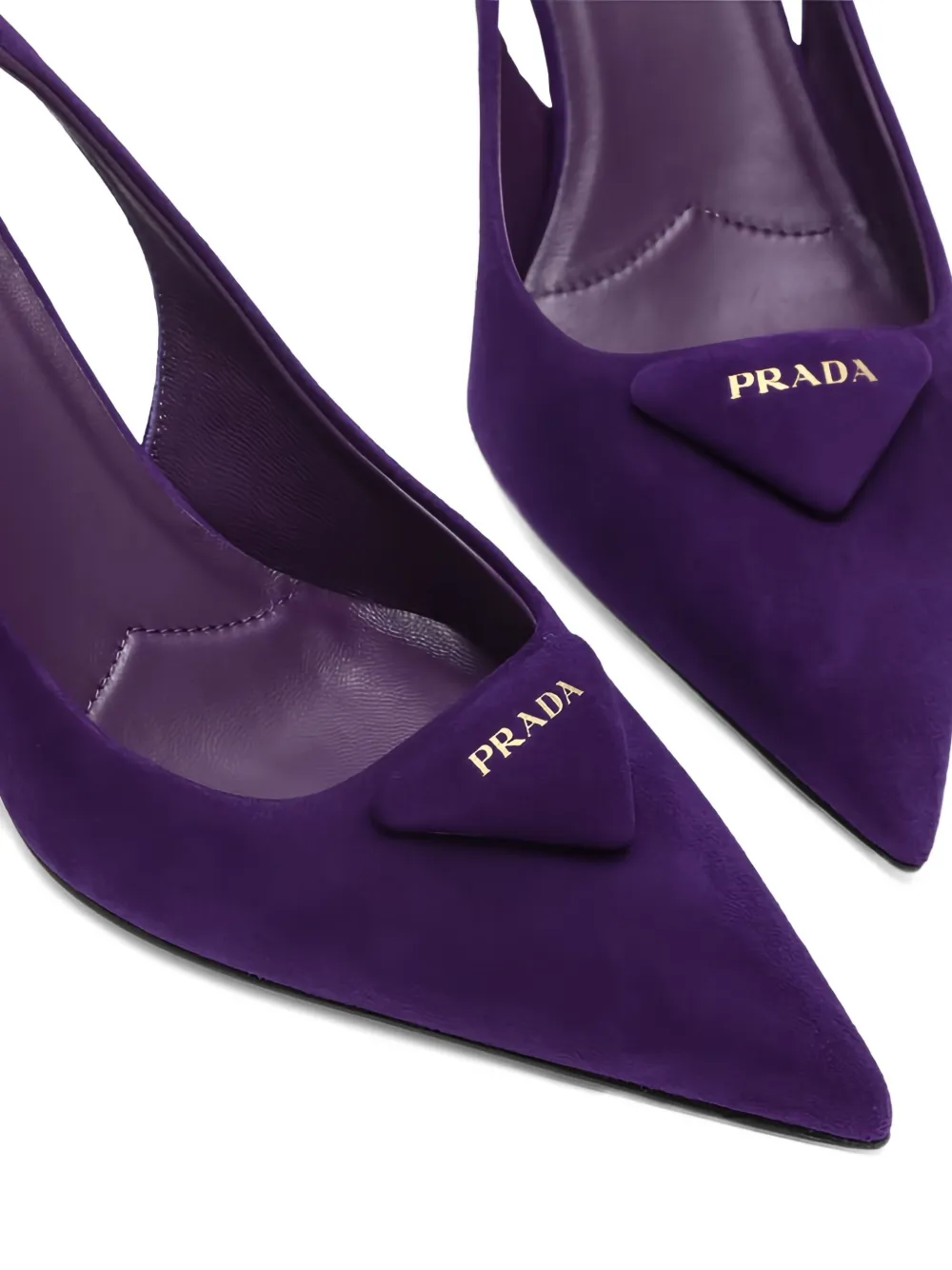 Prada 70 mm slingback pumps met triangel-logo Paars