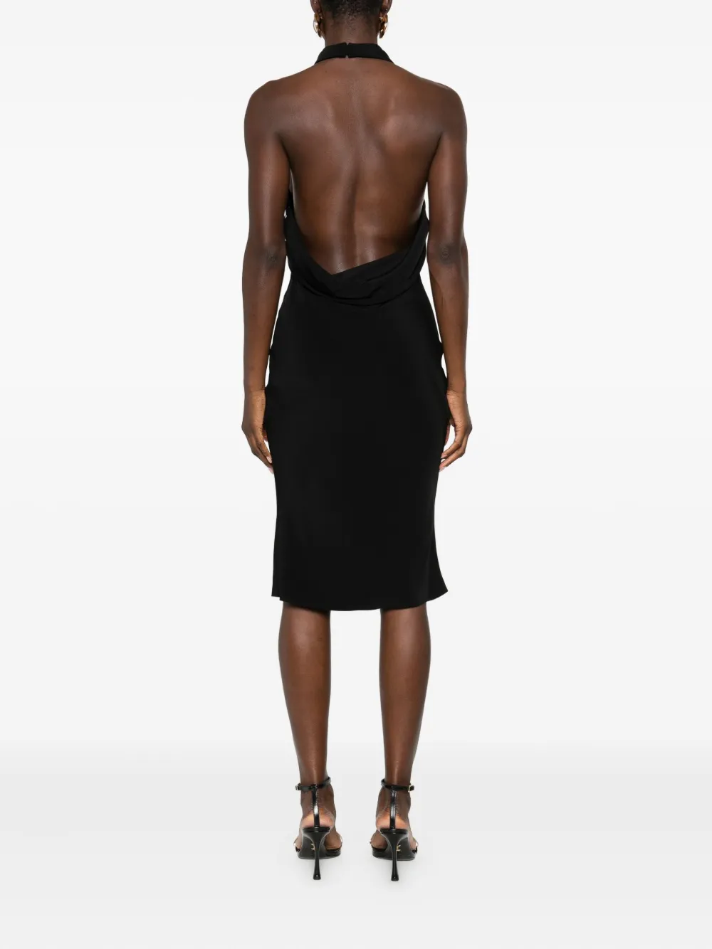 Tom Ford Silk Halterneck Dress Draped Neckline In Black