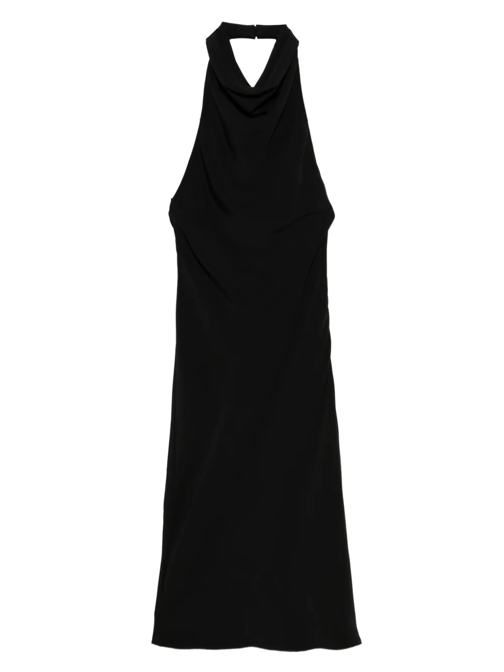 Tom Ford Silk Halterneck Dress Draped Neckline In Black