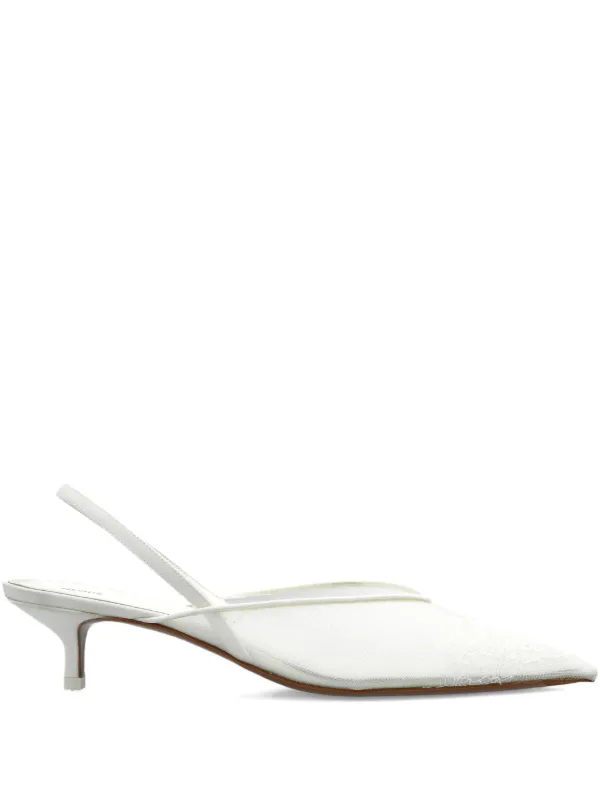 Neous 40mm Irena Lace-detail Slingback Pumps in White