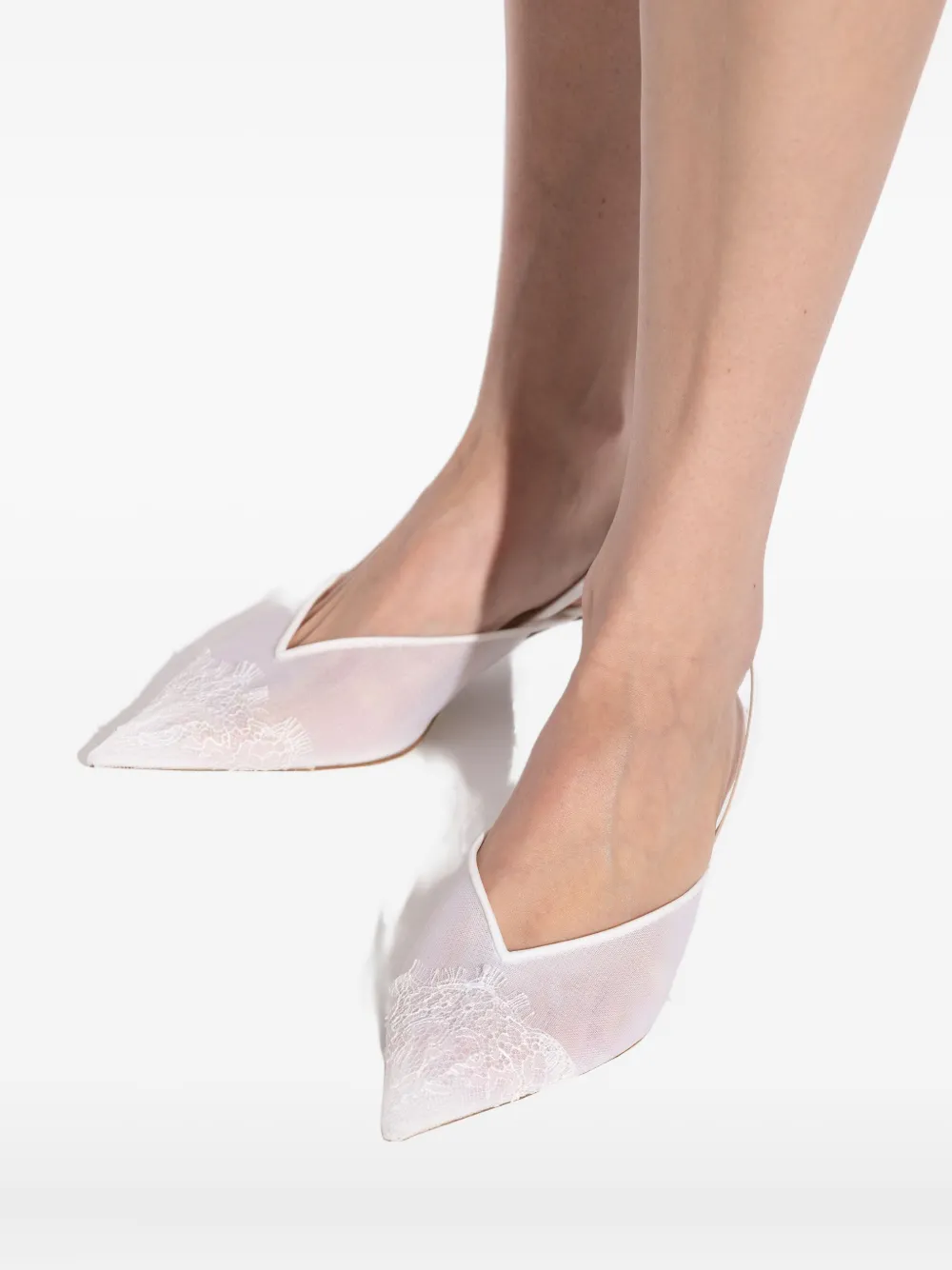 NEOUS 40 mm Irena slingback pumps met kanten detail Wit