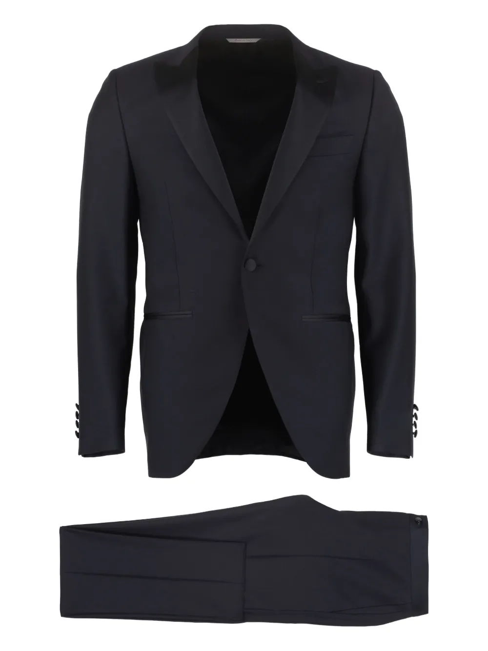 Canali بدلة صوف بطية صدر بارزة | أسود | Image 1
