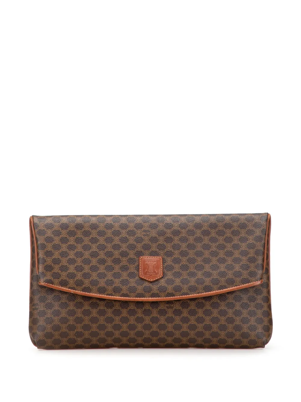 Celine Pre-Owned 20th Century Macadam Coated Canvas clutch bag | Brown | Image 1