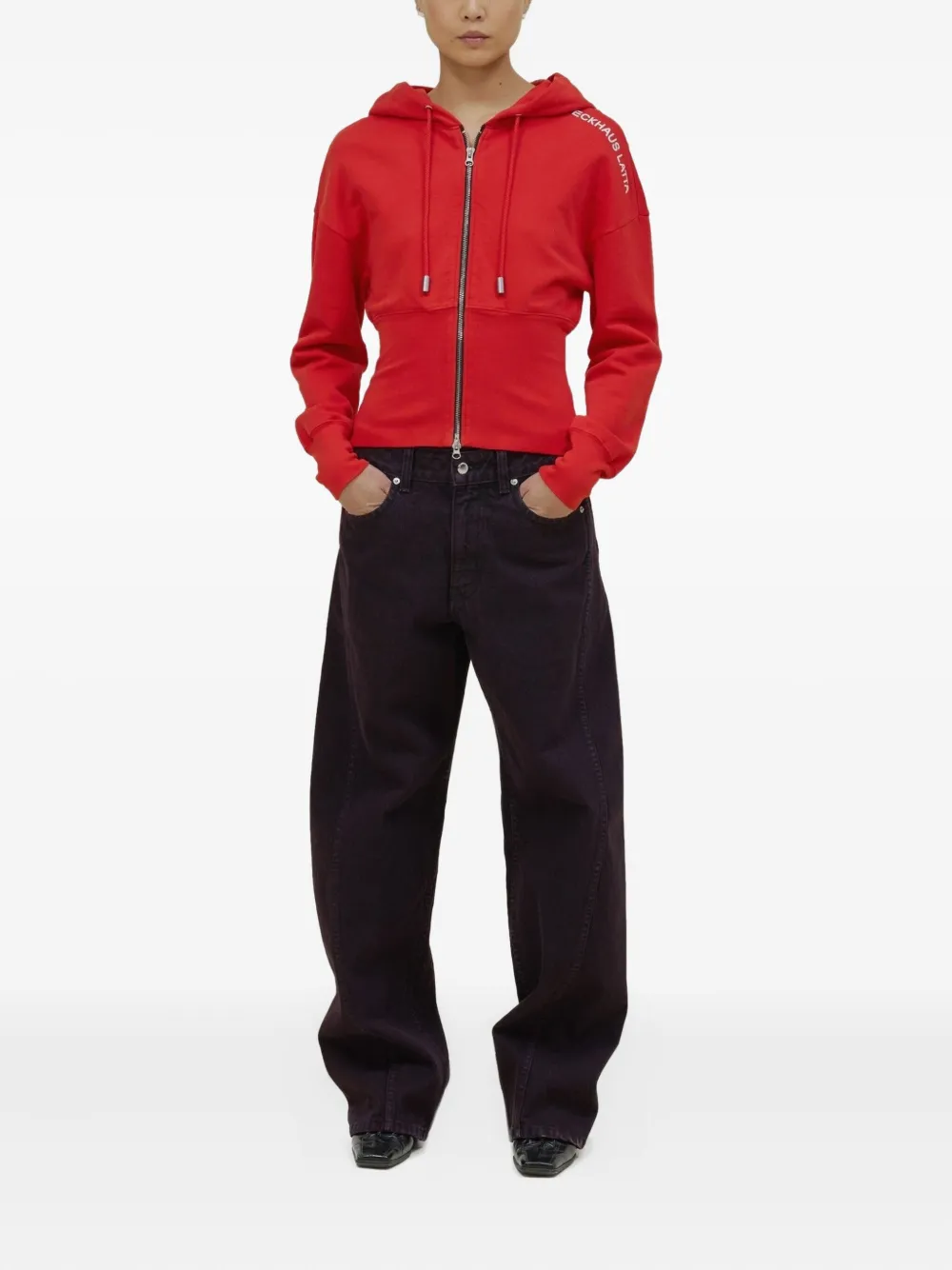 Eckhaus Latta Hoodie met rits - Rood
