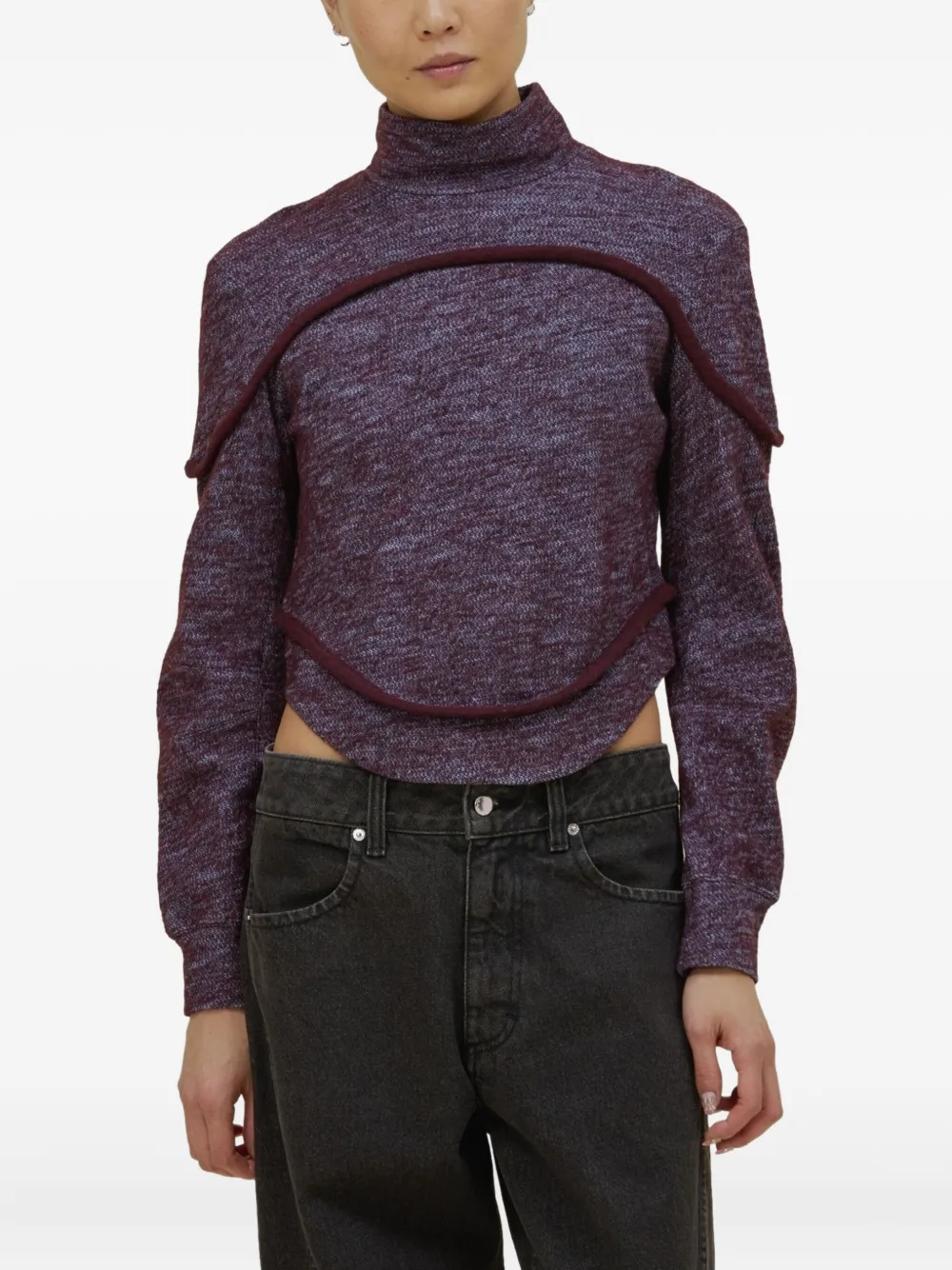 Eckhaus Latta high-neck curved-hem sweater | Purple | Image 1