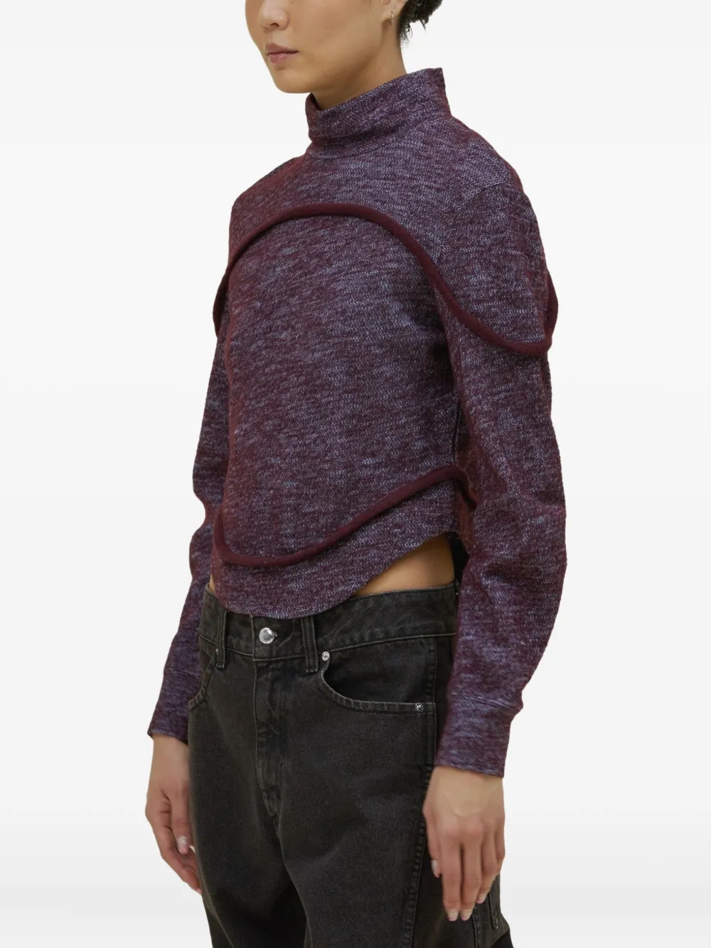 High-Neck Curved-Hem Sweater