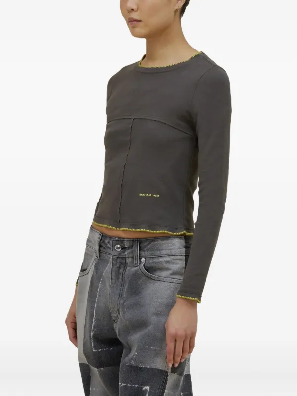 25ss ECKHAUS LATTA 長袖 カットソー Eckhaus Latta クルーネック ロングTシャツ | グレー | FARFETCH JP