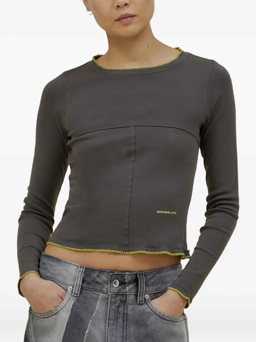 Eckhaus Latta Crew-neck Long-sleeve T-shirt In Gray