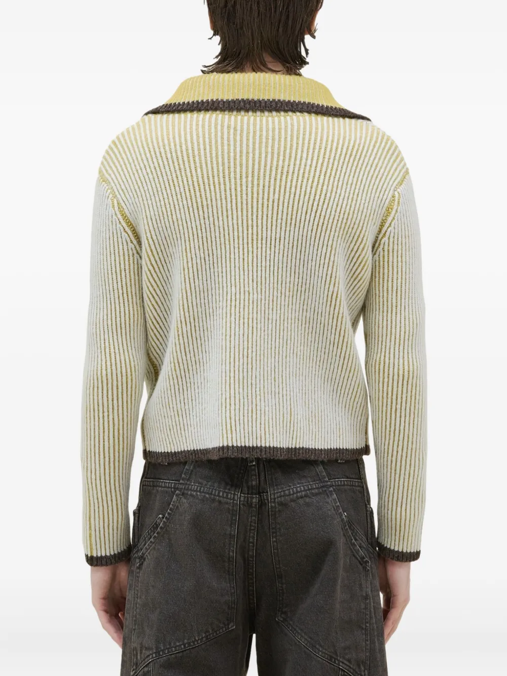 Eckhaus Latta Gender Inclusive Huddle Merino Wool Zip Cardigan In Neutral