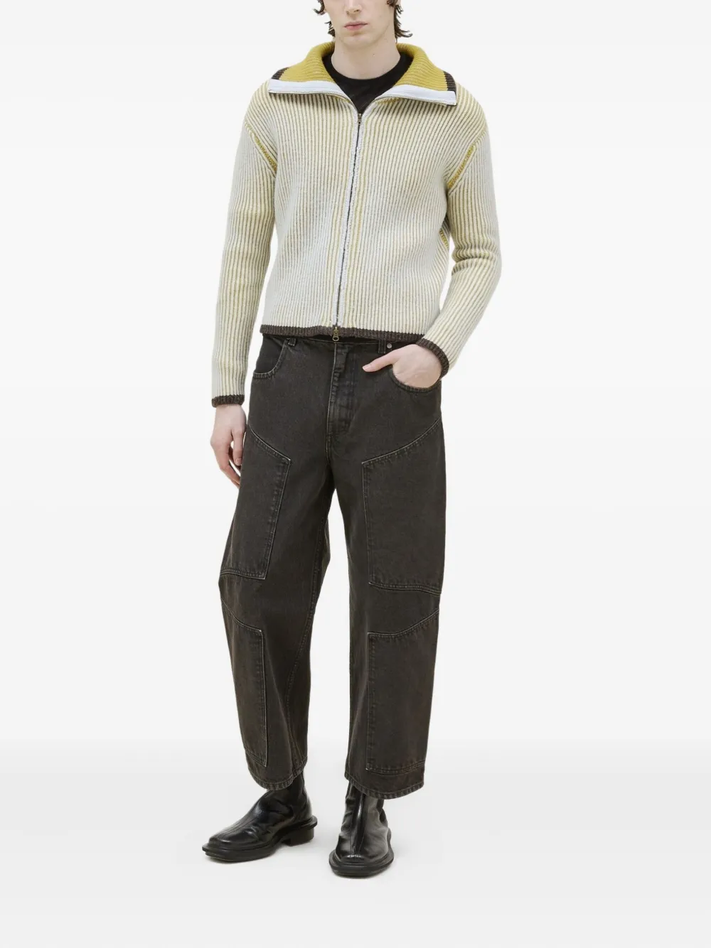 Eckhaus Latta ribbed-knit zip-up cardigan | Cardigans | Image 2