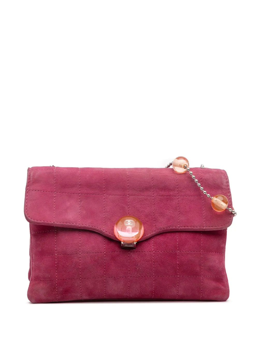 CHANEL Pre-Owned 2000-2002 CC Choco Bar Suede Beaded Chain Flap shoulder bag | Pink | Image 1