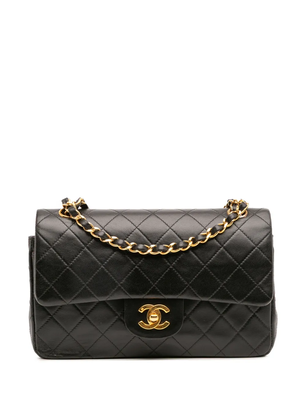 CHANEL Pre-Owned 1989-1991 スモール クラシック ラムスキン ダブルフラップ ショルダーバッグ - ブラック CHANEL Pre-Owned 1989-1991 スモール クラシック ラムスキン ダブルフラップ ショルダーバッグ - ブラック