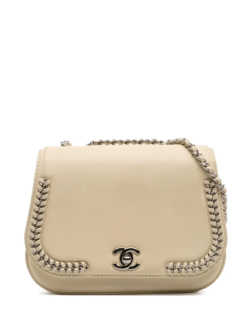 CHANEL Pre-Owned 2016-2017 スモール カーフスキン ブレーデッド シック フラップ ショルダーバッグ - ホワイト
