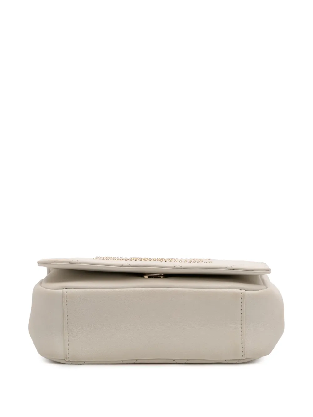 Pre-owned Chanel 2019 Quilted Lambskin Studded Beauty Begins Flap Satchel In White