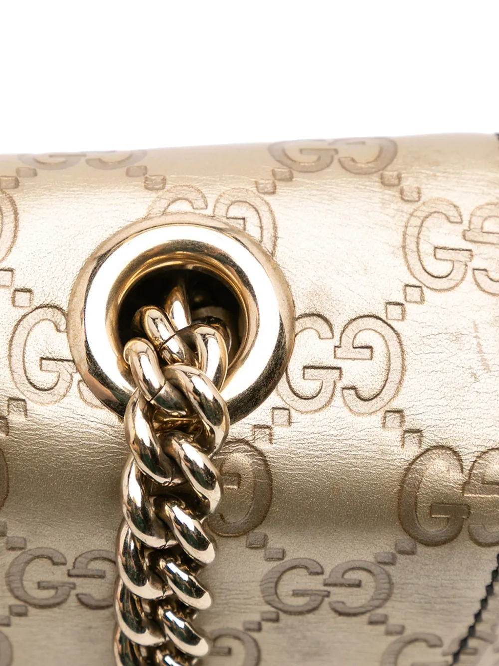 Pre-owned Gucci 2016-2025 Medium Ssima Emily Shoulder Bag In Gold