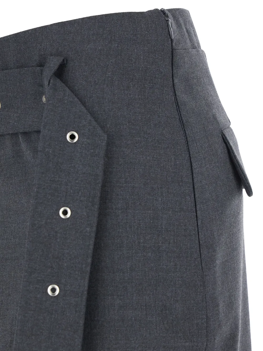 Low Classic Belted Wrap Skirt In Gray
