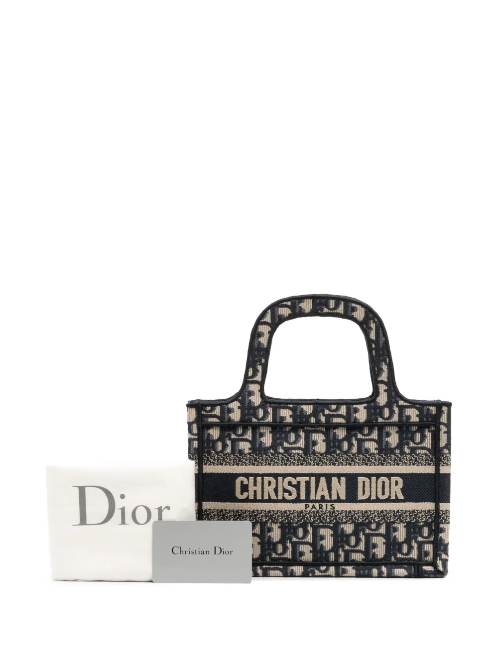 Pre-owned Dior 2021 Mini Oblique Canvas Book Tote Handbag In Blue
