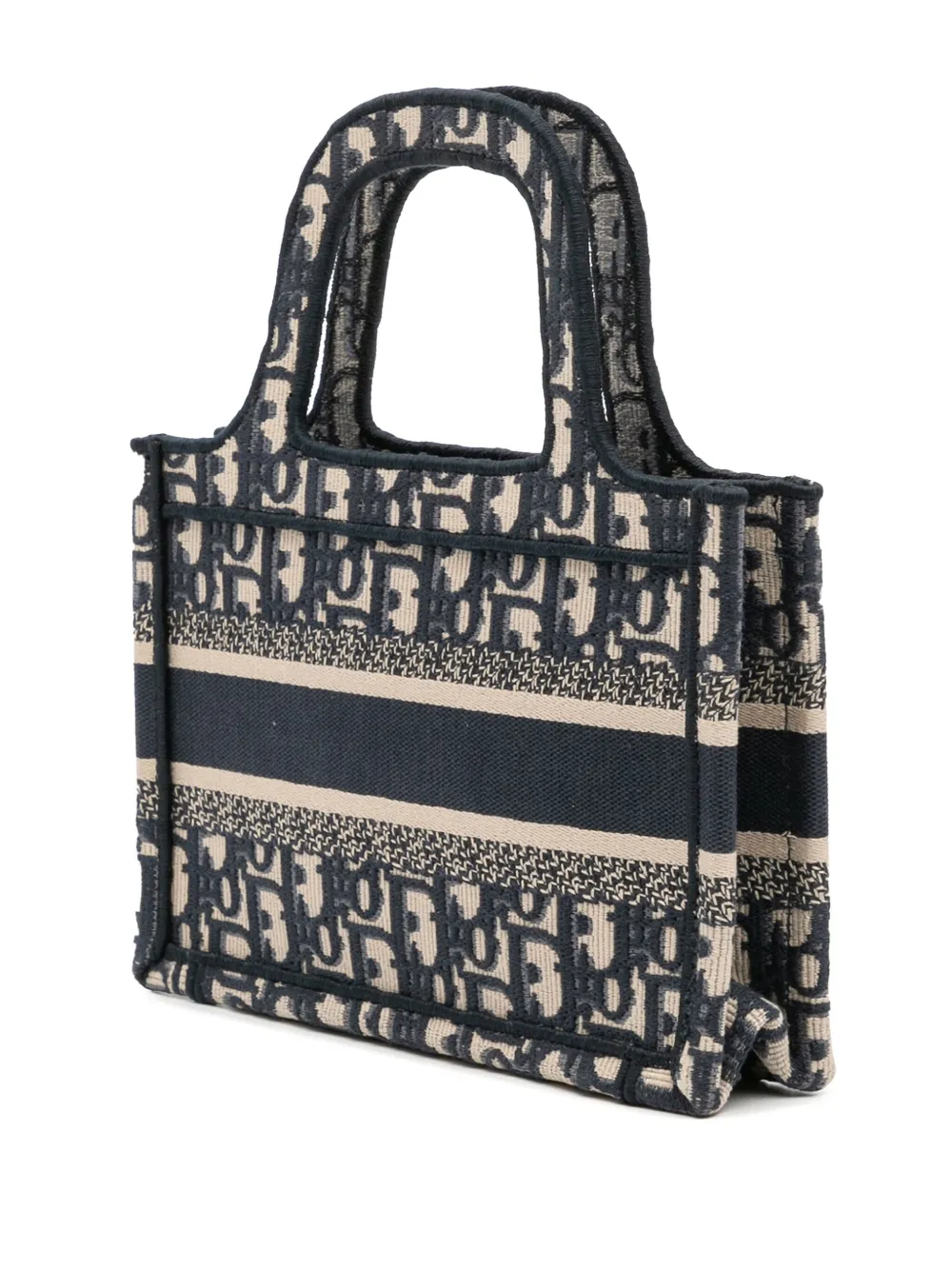 Pre-owned Dior 2021 Mini Oblique Canvas Book Tote Handbag In Blue