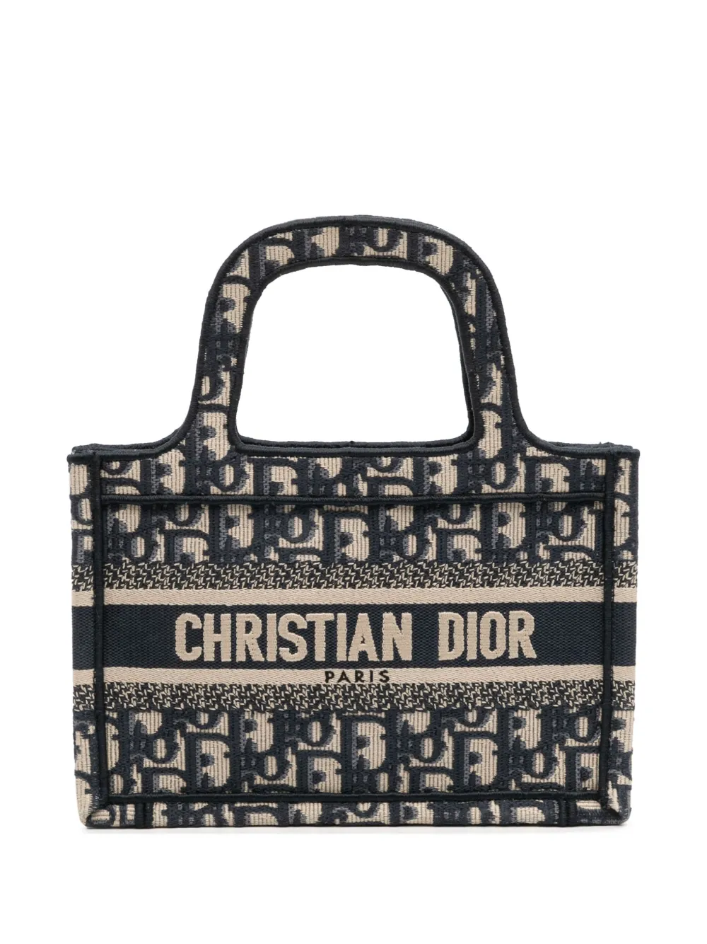Christian Dior Pre-Owned 2021 ミニ オブリーク キャンバス ブックトート ハンドバッグ - ブルー Christian Dior Pre-Owned 2021 ミニ オブリーク キャンバス ブックトート ハンドバッグ - ブルー