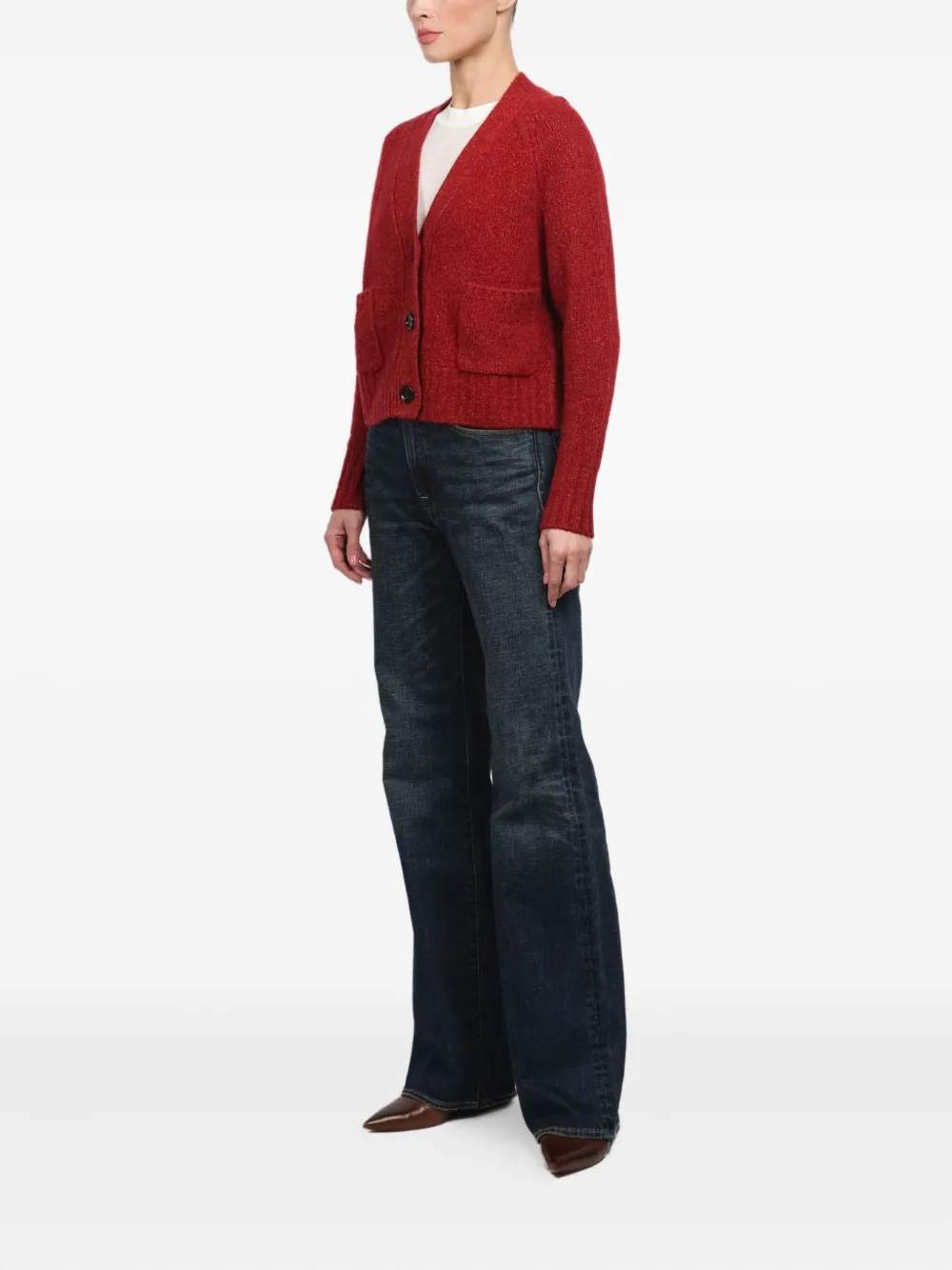 Allude V-neck Cashmere Cardigan In Red