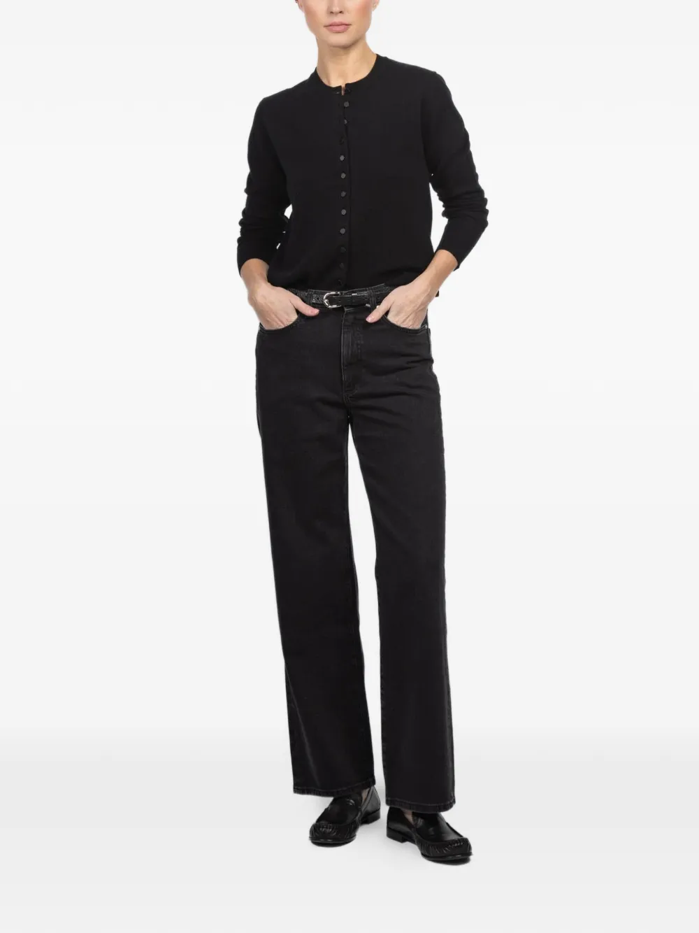 DL1961 Karmine buttoned denim wide-leg jeans - Zwart