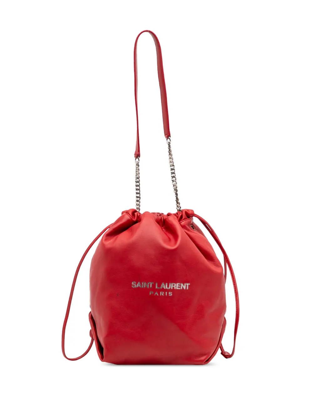 Saint Laurent Pre-Owned 2018 Lambskin Teddy Drawstring bucket bag | Red | Image 1