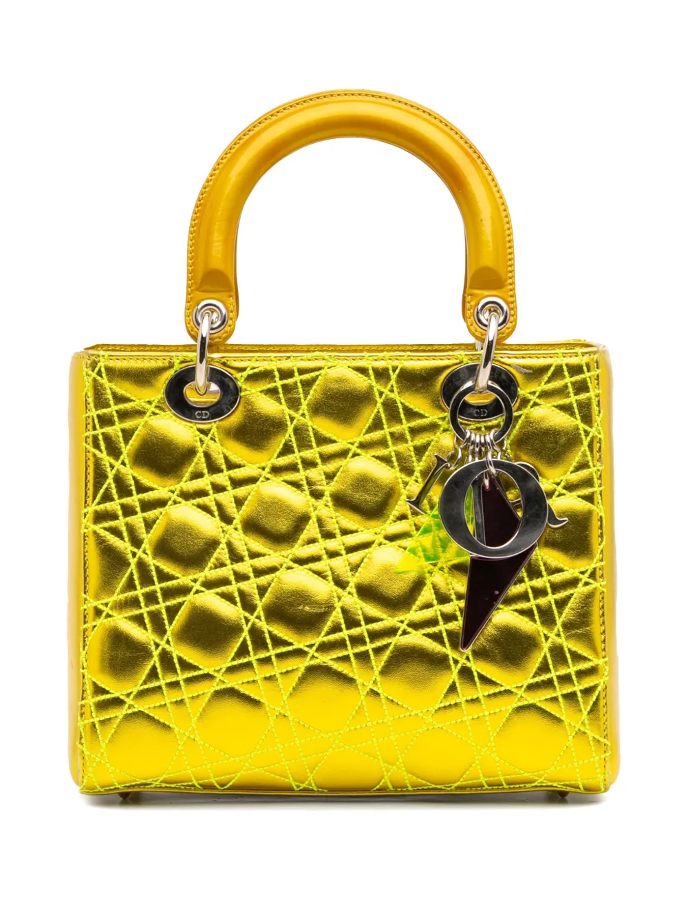 Christian Dior Pre-Owned 2011 アンセルム・ライル ミディアム メタリックラムスキン カナージュ レディ Christian Dior Pre-Owned 2011 アンセルム・ライル ミディアム メタリックラムスキン カナージュ レディ
