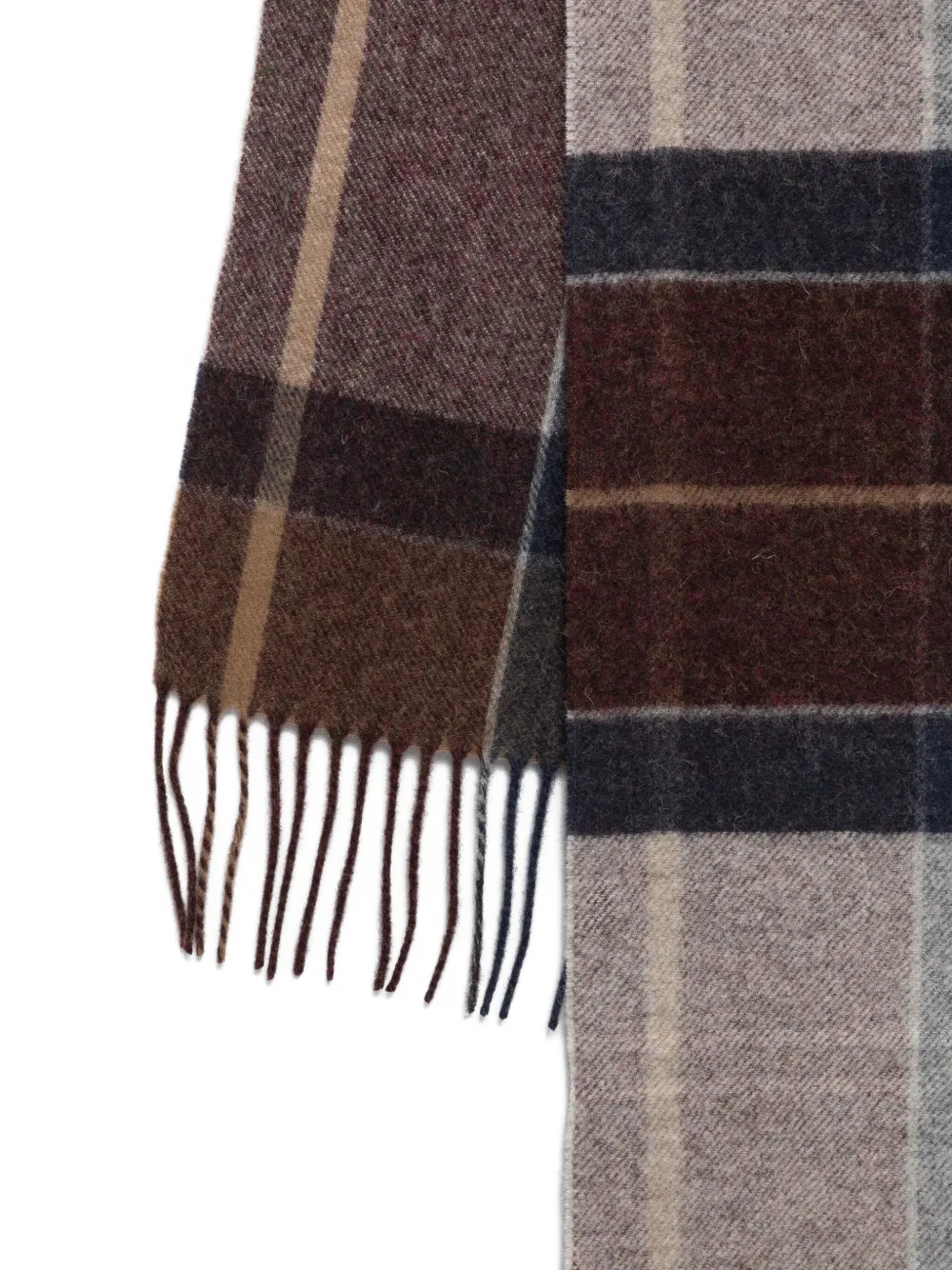 Barbour plaid-pattern fringed scarf - Bruin