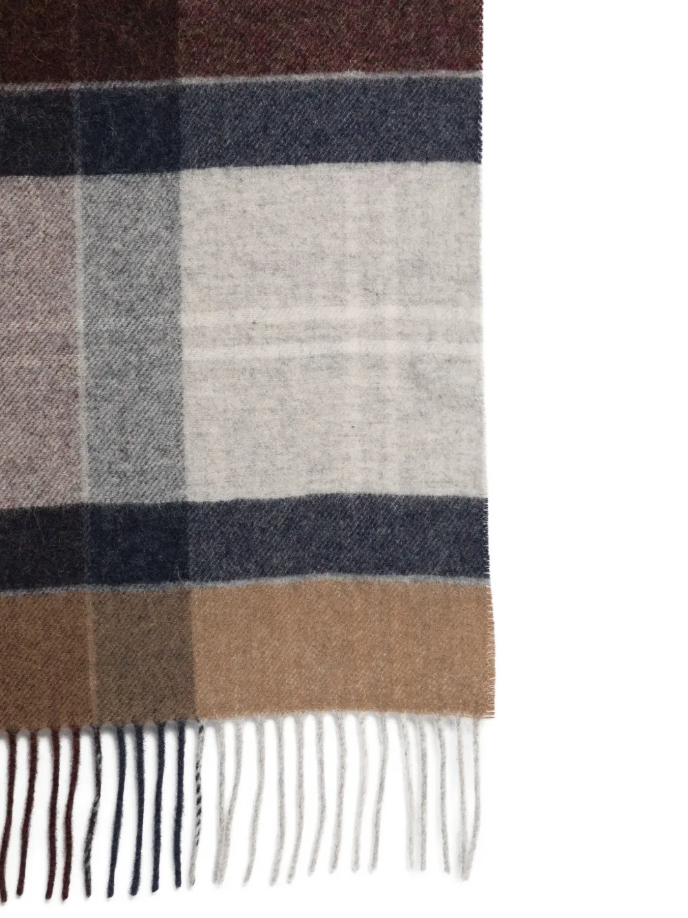 Barbour Plaid-pattern Fringed Scarf In Brown