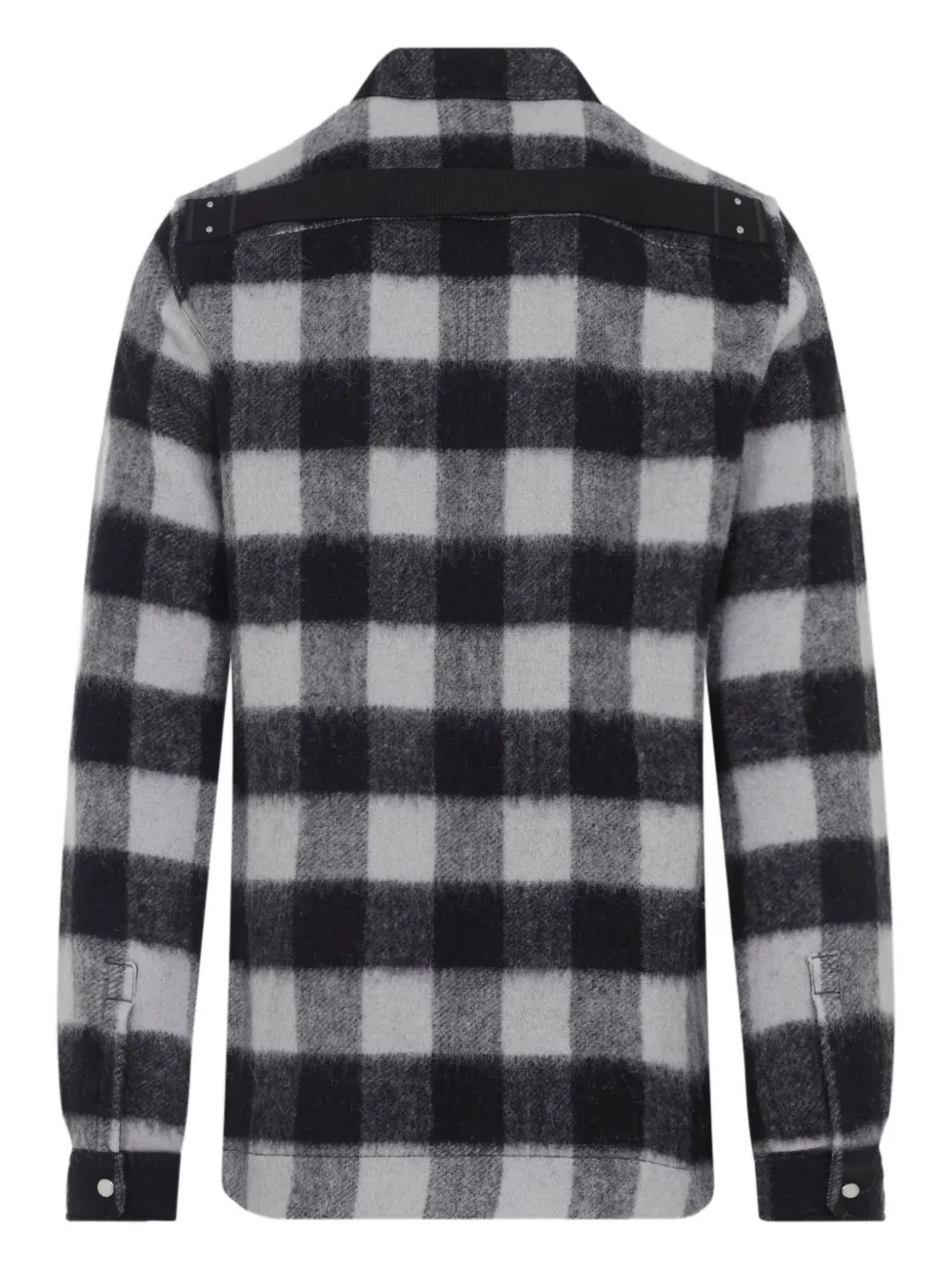 Rick Owens Checked Pattern Long Sleeve Outer Shirt In Black