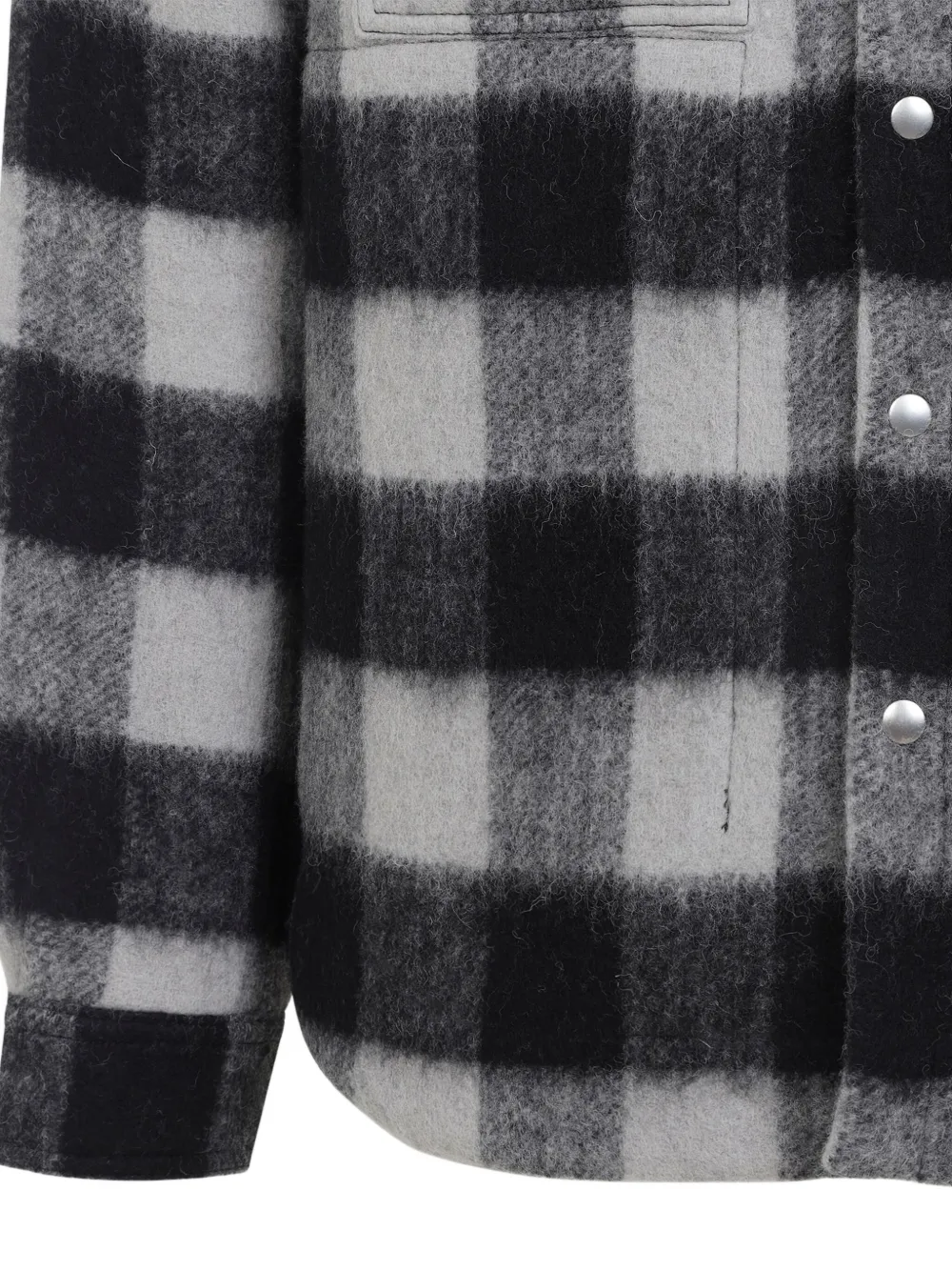 Rick Owens Checked Pattern Long Sleeve Outer Shirt In Black