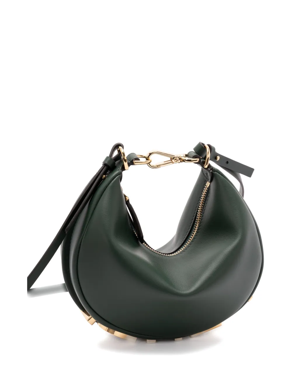 Fendi Mini Graphy Crescent-shaped Cross Body Bag In Green