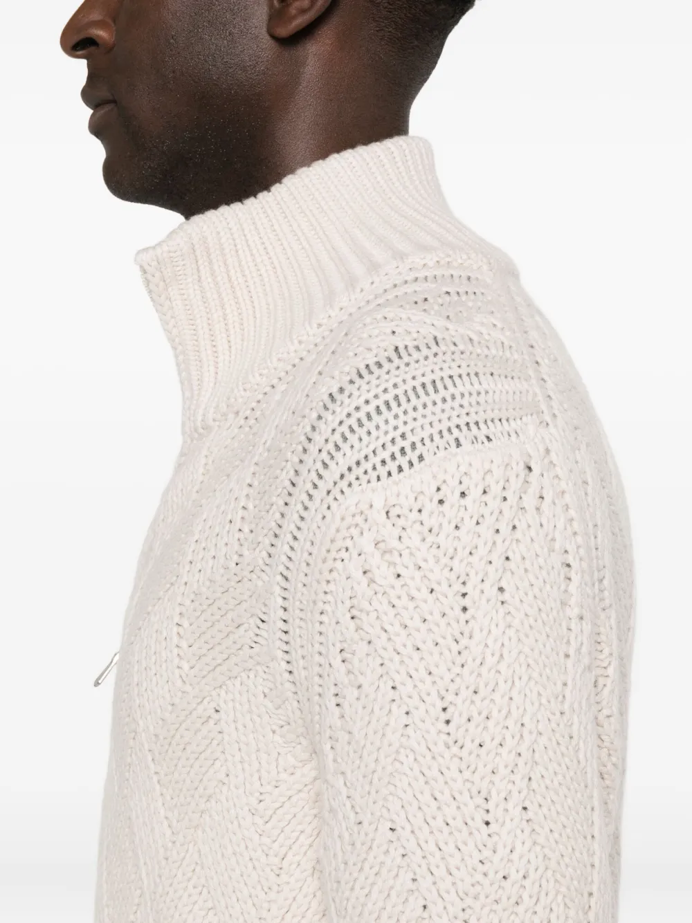 Barba Napoli Patterned Zip-up Cardigan In Neutral