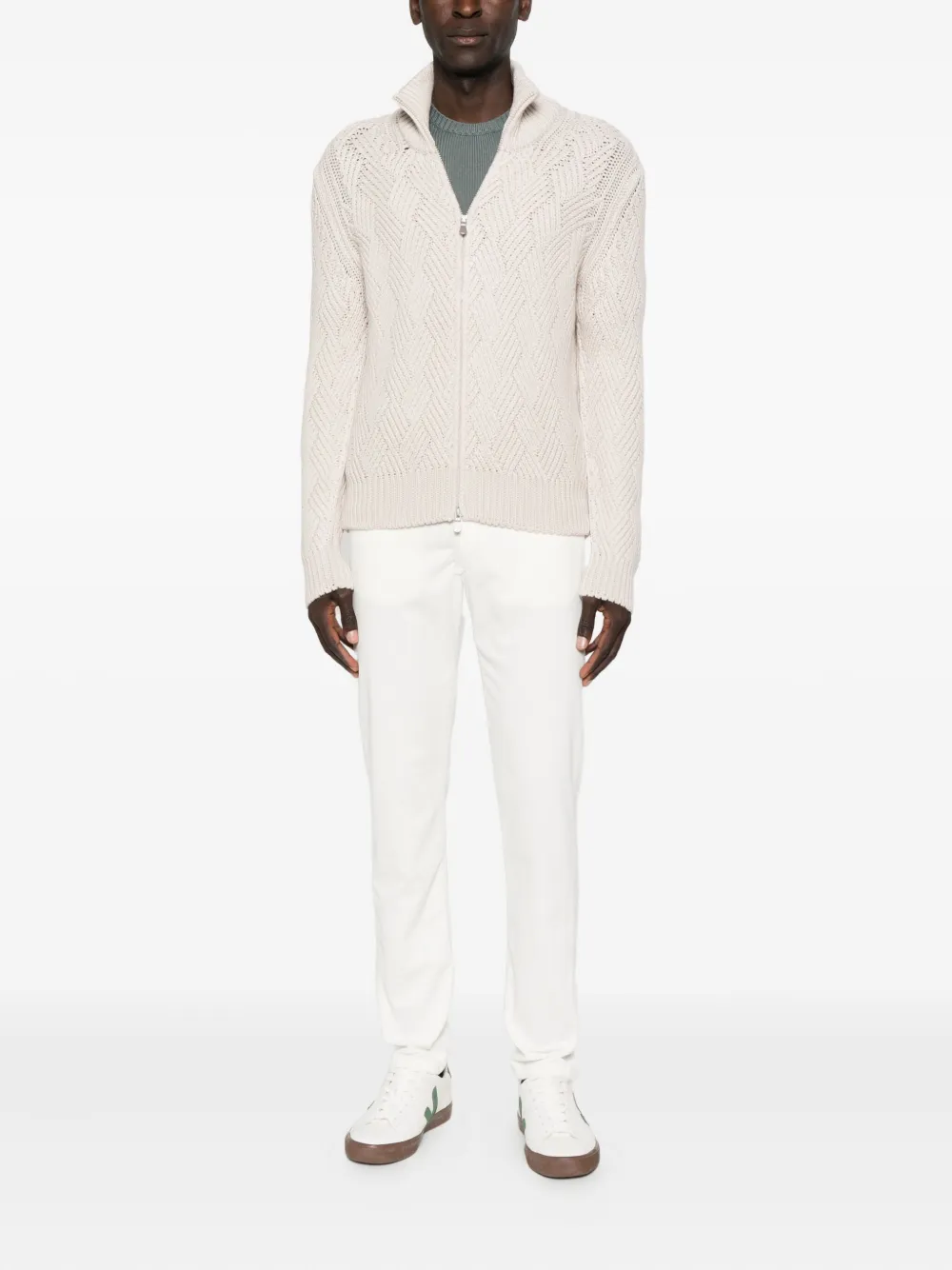 Barba patterned zip-up cardigan | Cardigans | Image 2