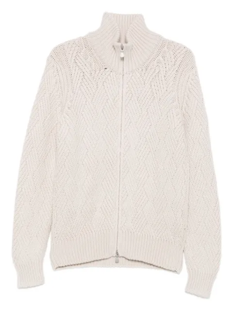 Barba patterned zip-up cardigan