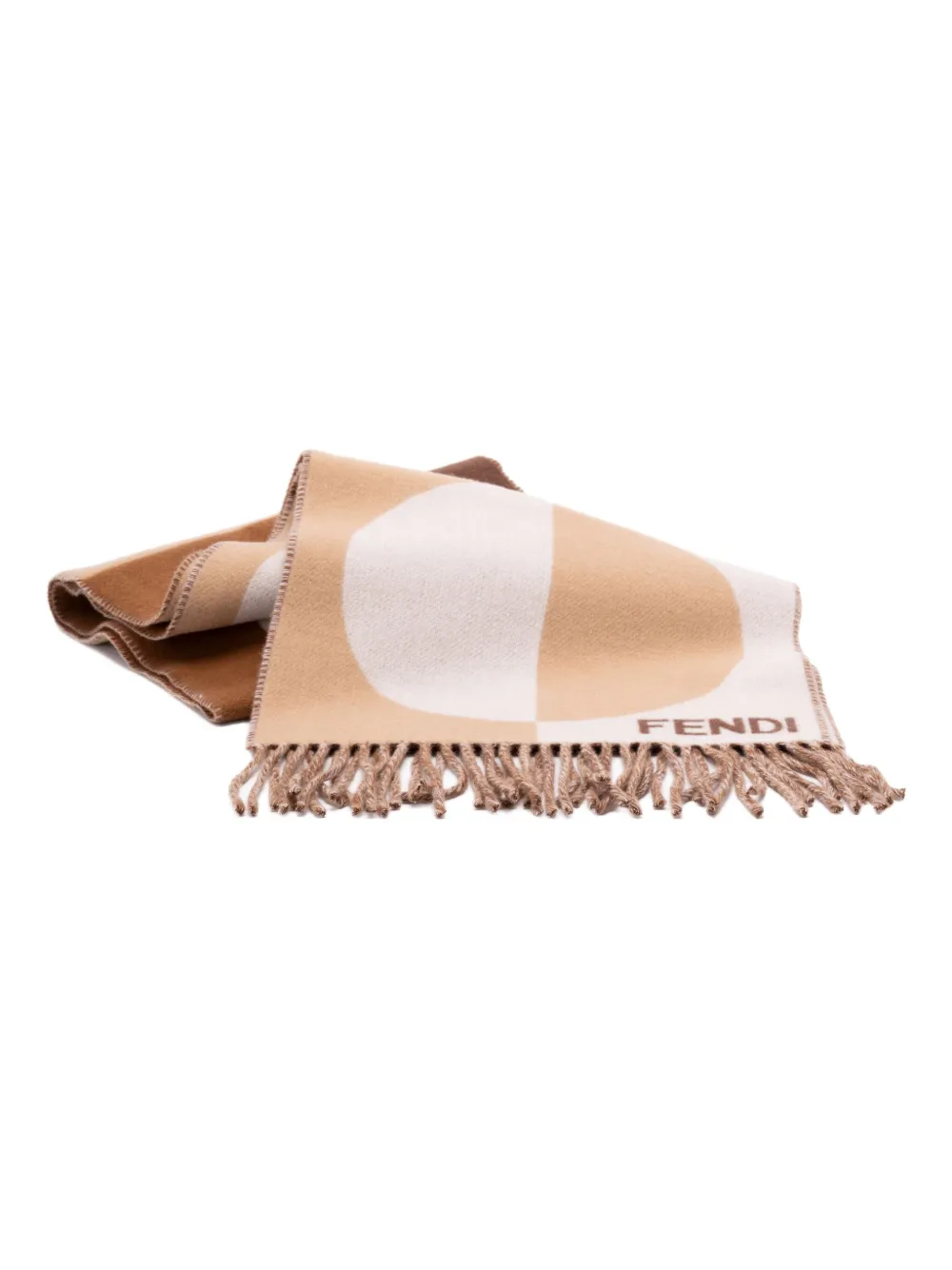 FENDI circular-pattern fringed scarf - Roze