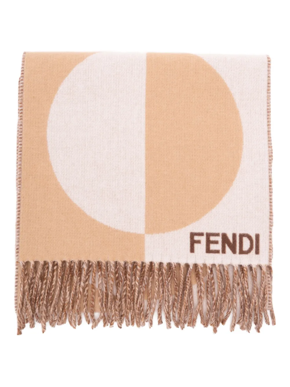 Fendi Circular-pattern Fringed Scarf In Multi