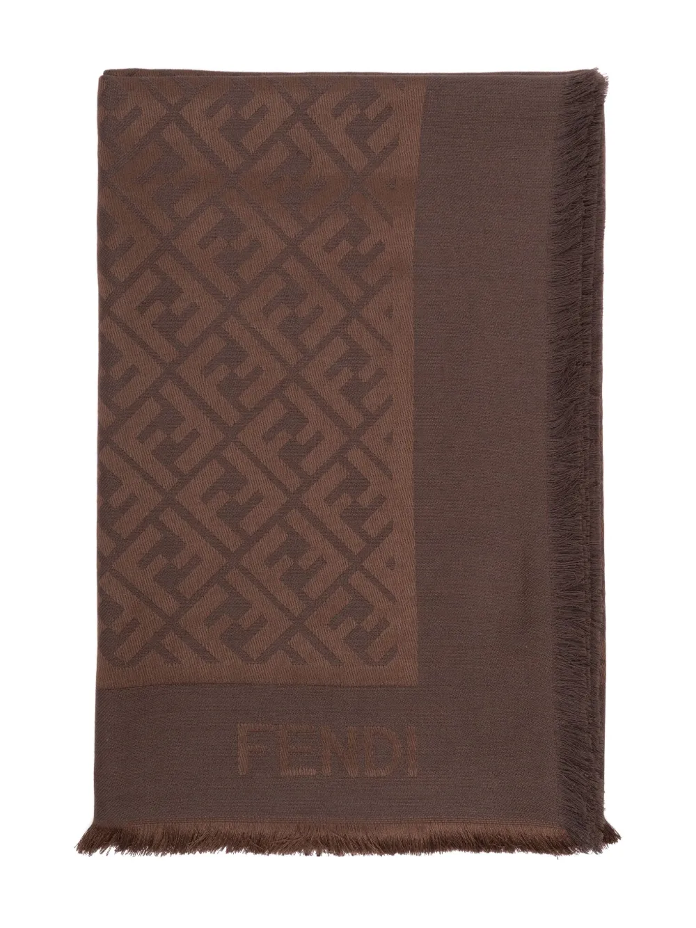 Fendi Ff Silk And Wool Shawl Accessories In Brown