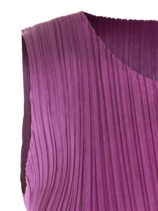 ふちゃっ　イッセイミヤケ プリーツプリーズ ノースリーブトップス　パープル PLEATS PLEASE ISSEY MIYAKE】プリーツプリーズイッセイミヤケ