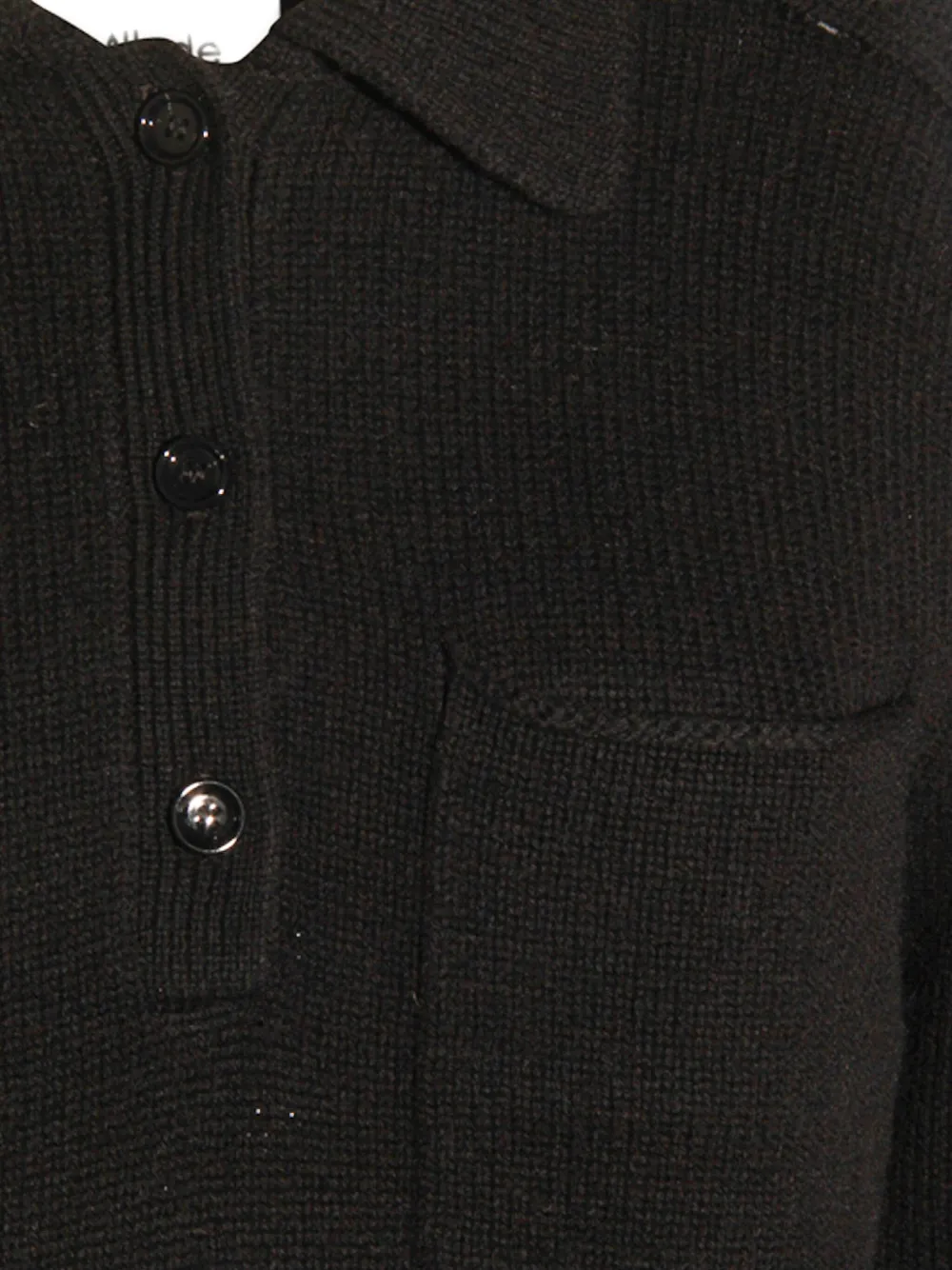 Allude Trui met opgestikte zak en polokraag Zwart