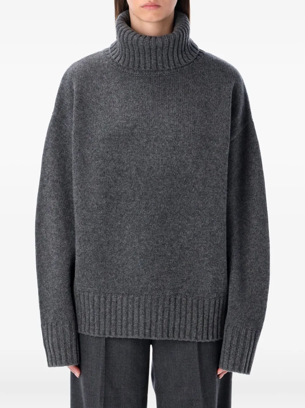 Rhea turtleneck ribbed-hem sweater | Grey | Image 1