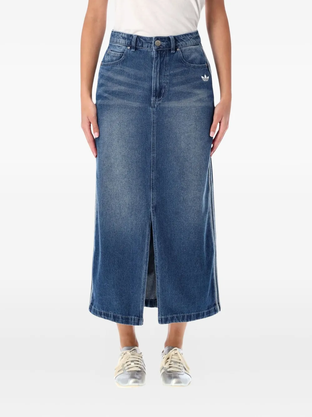 adidas denim stripe detail skirt | Blue | Image 1